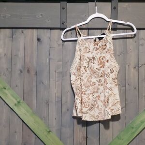 Cream Sleeveless Fitted Crop Camisole